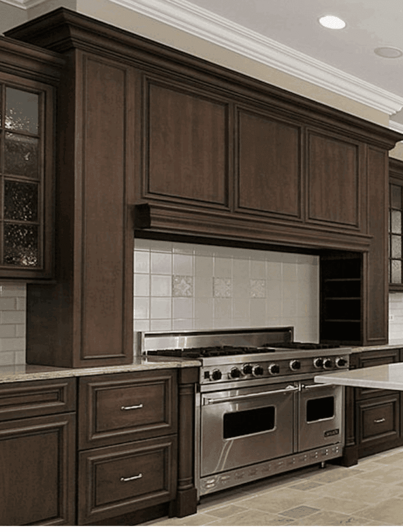 Modern custom kitchen cabinets with wood doors in a Toronto home