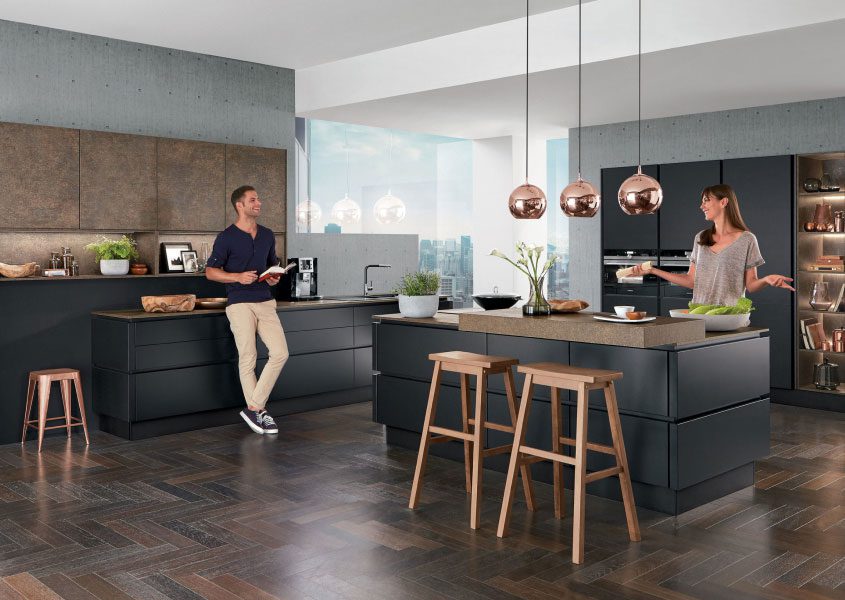 kitchen cabinets with rich grain and classic design